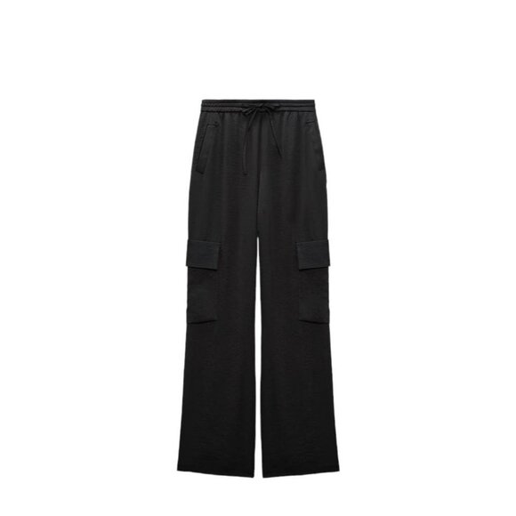 COPY - ZARA SATIN CARGO TROUSERS BLACK SIZE S | 2634/851/800 - Picture 2 of 4